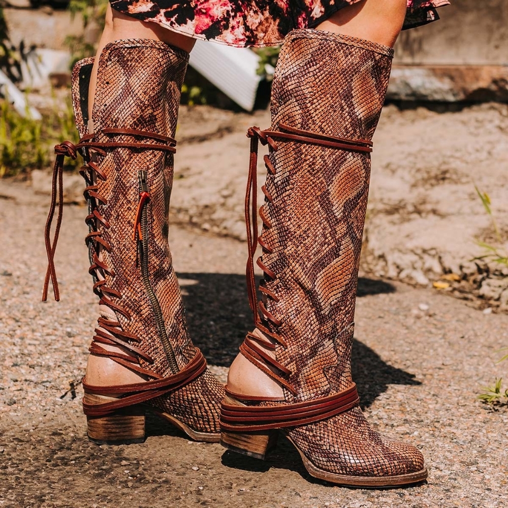 Freebird Coal Pink Multi Snake Boots